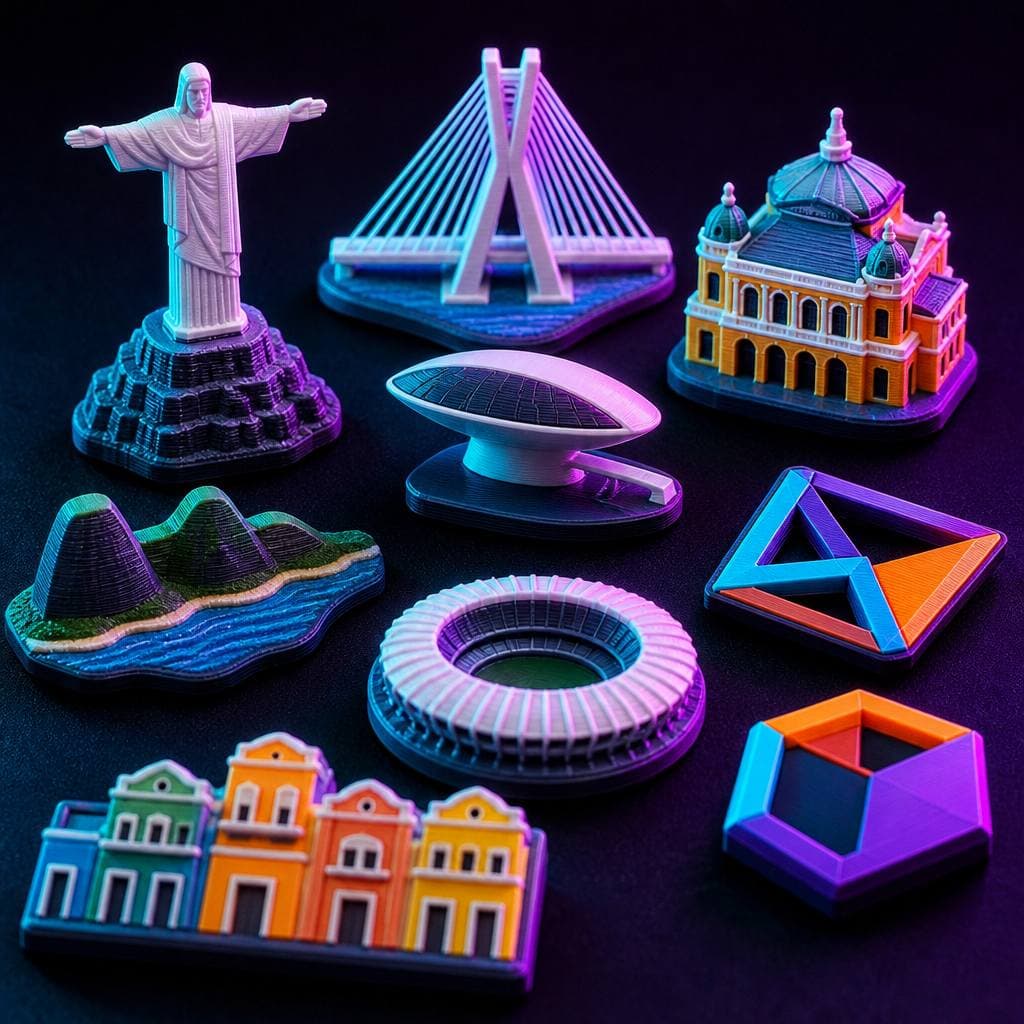 Souvenirs e ímãs de geladeira impressos em 3D